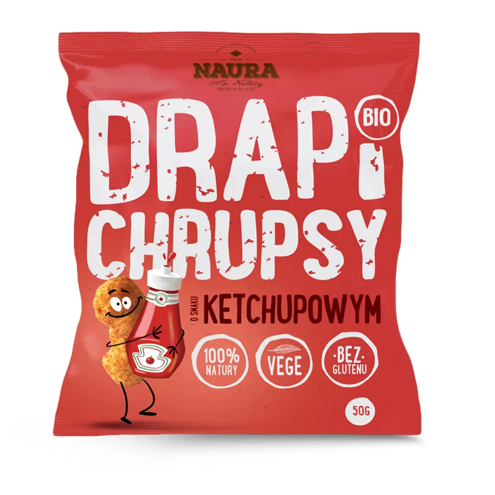 Chrupki Drapi Chrupsy o smaku ketchupowym Naura BIO, 50g