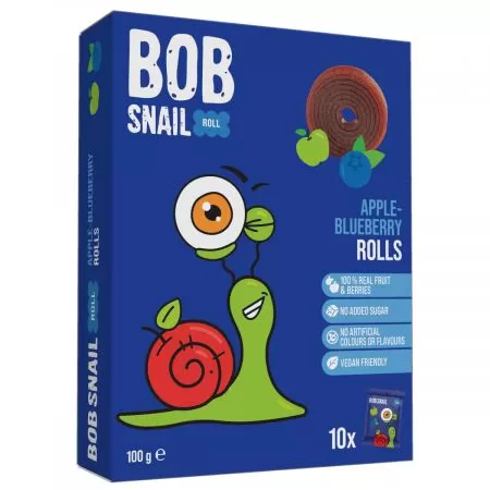 Przekąska &quot;Jabłko - borówka&quot;  bez dodatku cukru Bob Snail,  100g