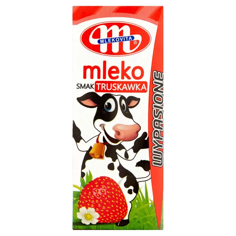 Mleko UHT Wypasione o smaku truskawkowym Mlekovita, 200ml