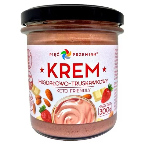 Krem migdałowo-truskawkowy KETO Pięć Przemian, 300 g