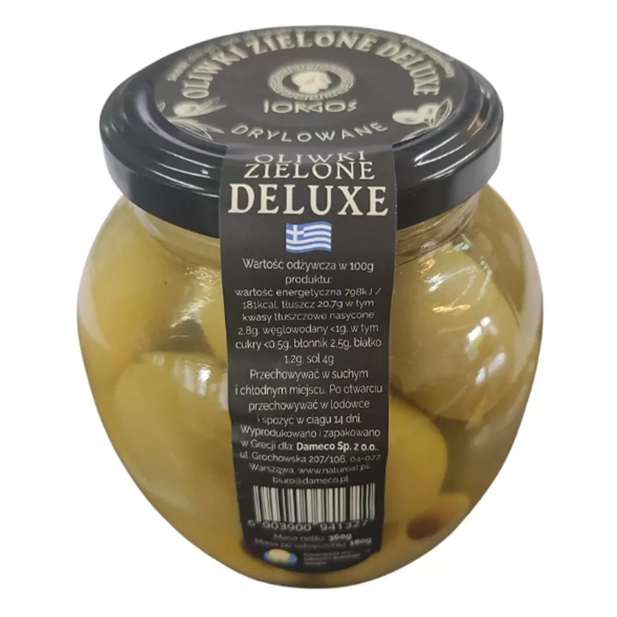 Oliwki zielone de LUXE - drylowane IORGOS, 360g