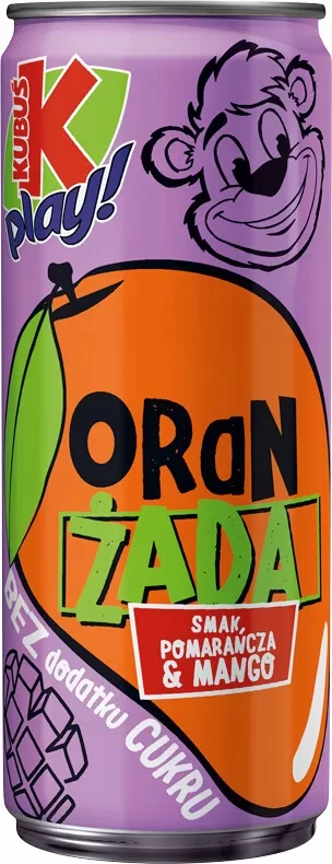 Kubuś Play Oranżada bez dodatku cukru - mango i pomarańcza 250 ml