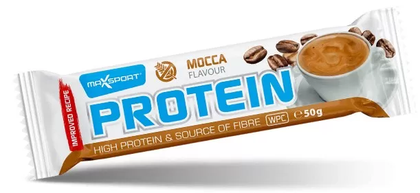BATON PROTEINOWY O SMAKU KAWOWYM W MLECZNEJ CZEKOLADZIE BEZGLUTENOWY 50 g - MAXSPORT