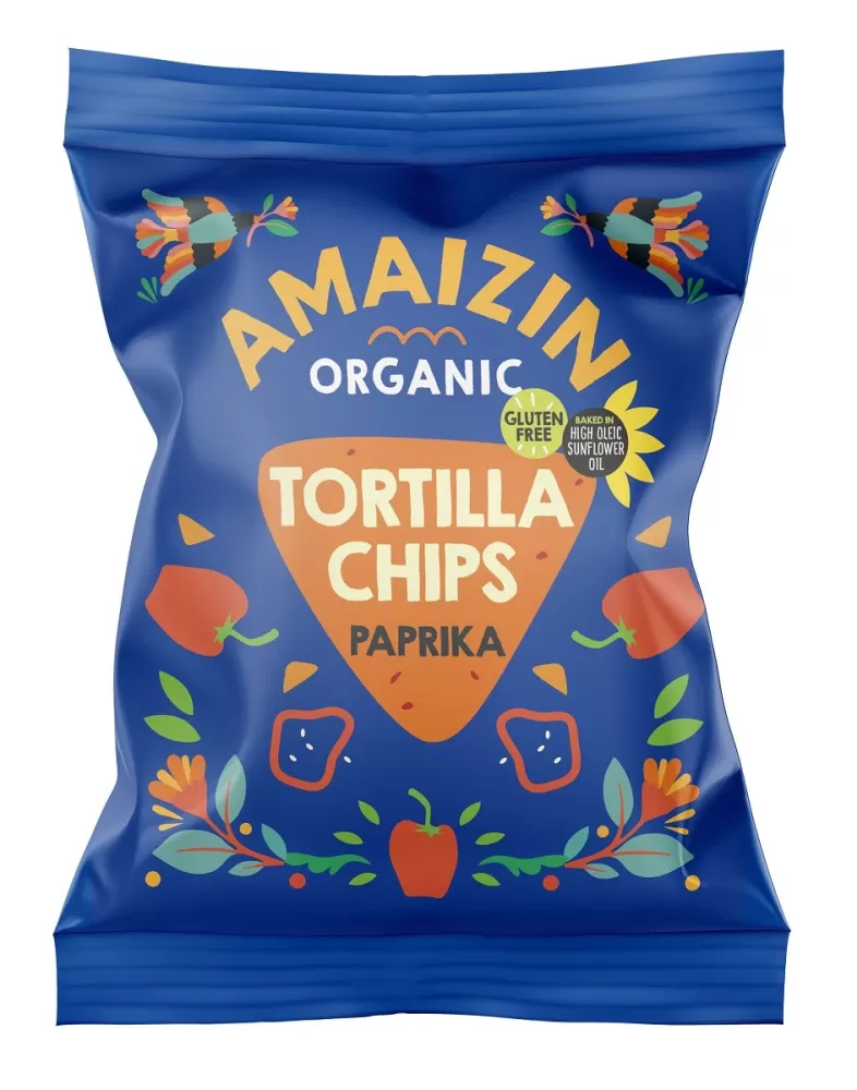 CHIPSY TORTILLA KUKURYDZIANE PAPRYKOWE BEZGLUTENOWE BIO 75 g - AMAIZIN