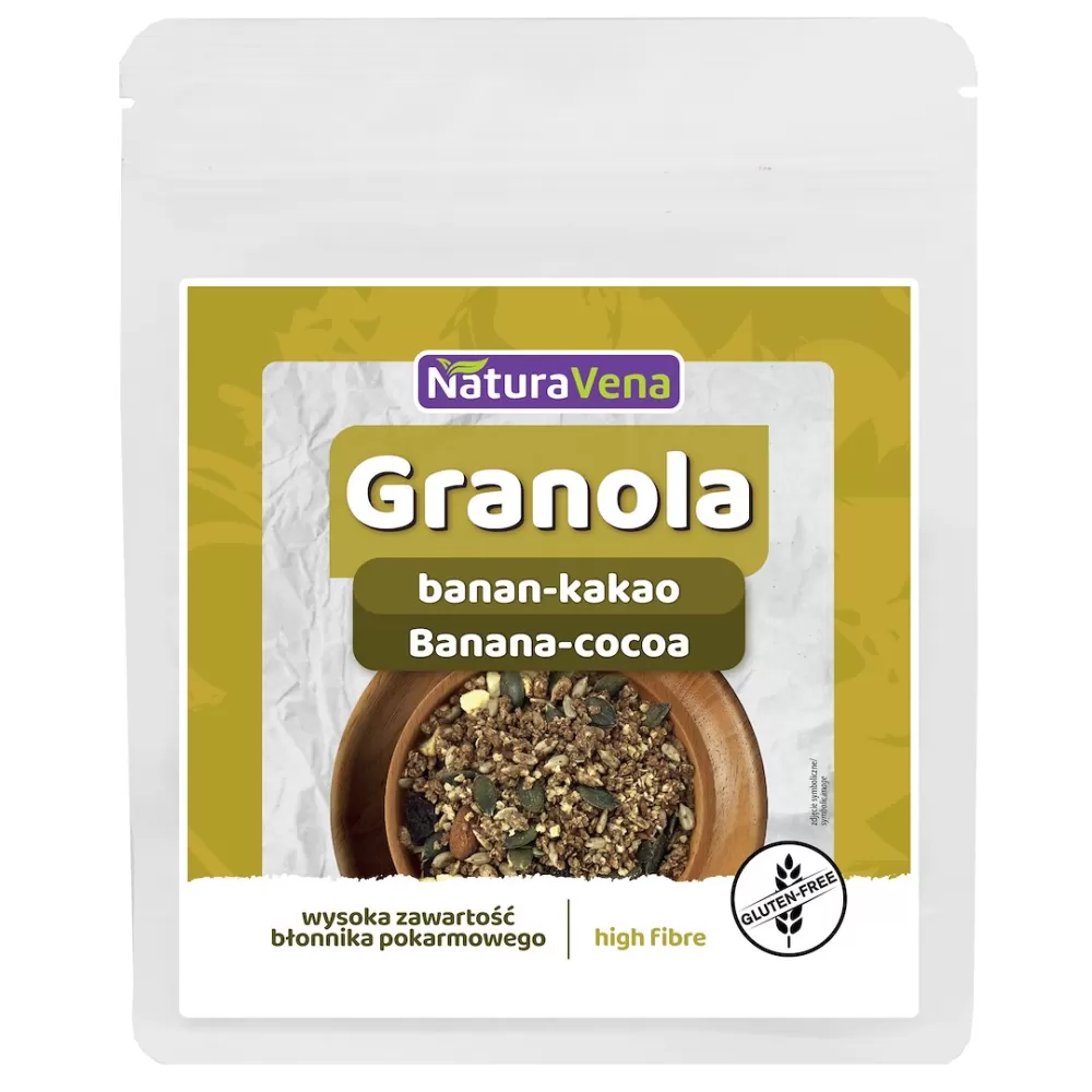 GRANOLA BANAN-KAKAO BEZGLUTENOWA 200 g - NATURAVENA