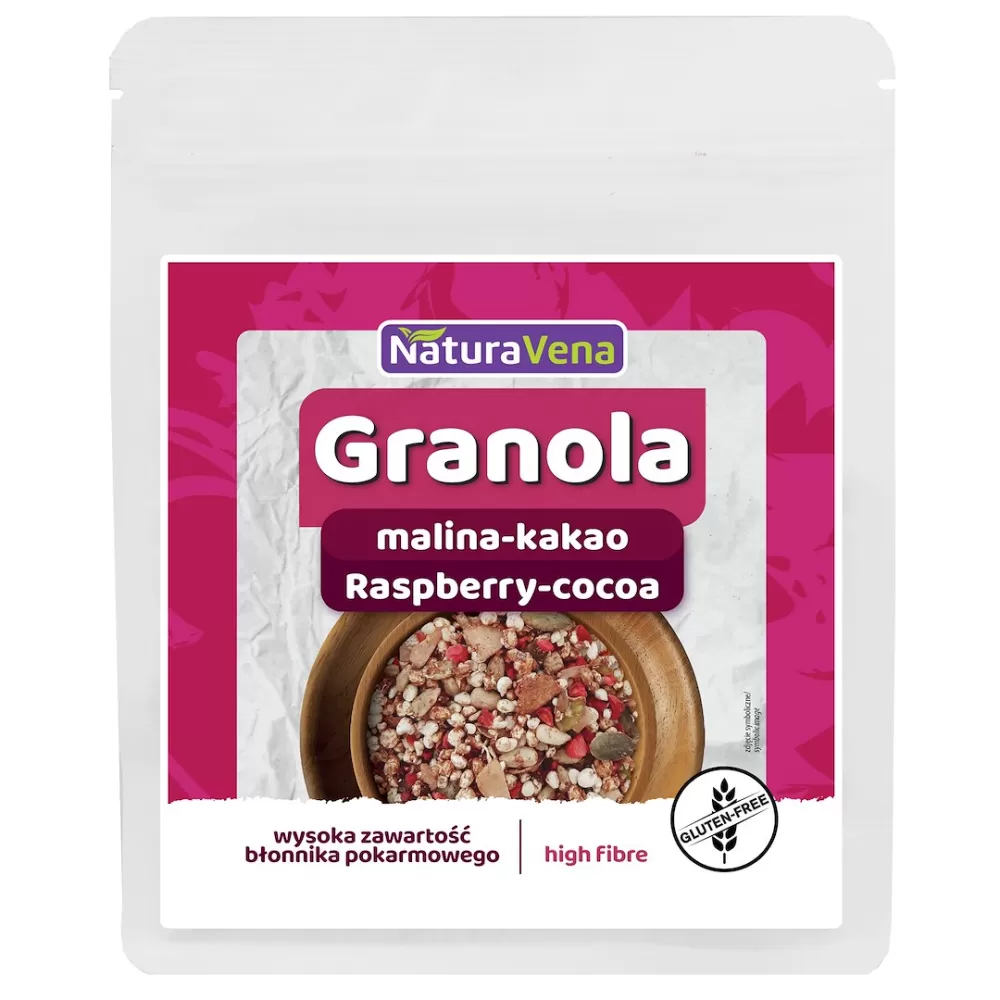 GRANOLA MALINA-KAKAO BEZGLUTENOWA 200 g - NATURAVENA