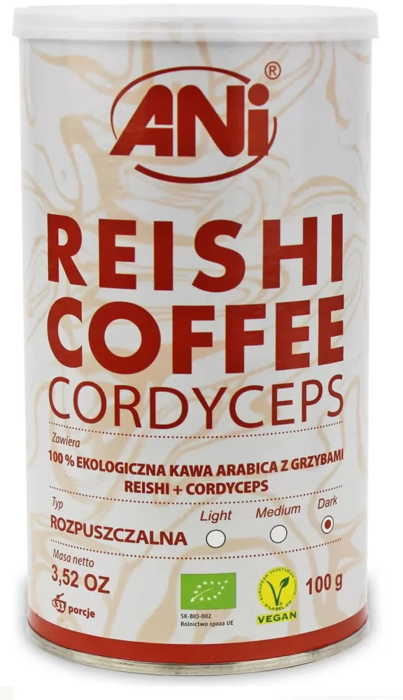 KAWA ROZPUSZCZALNA &quot;REISHI + CORDYCEPS&quot; BIO 100 g - ANI