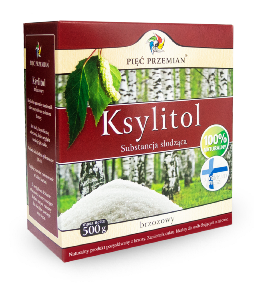 KSYLITOL 500 g (PUDEŁKO PAPIEROWE) - PIĘĆ PRZEMIAN (FINLANDIA)