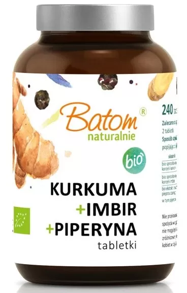 KURKUMA + IMBIR + PIPERYNA BIO 240 TABLETEK - BATOM