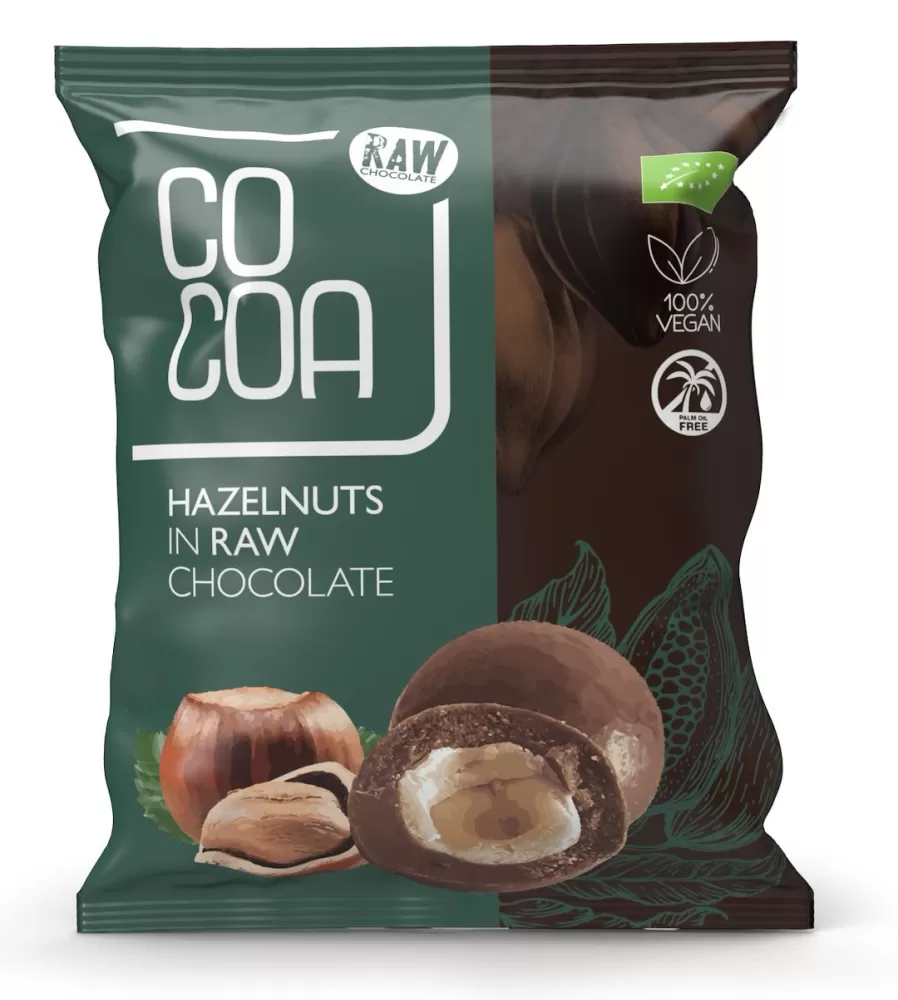 ORZECHY LASKOWE W SUROWEJ CZEKOLADZIE BIO 70 g - COCOA