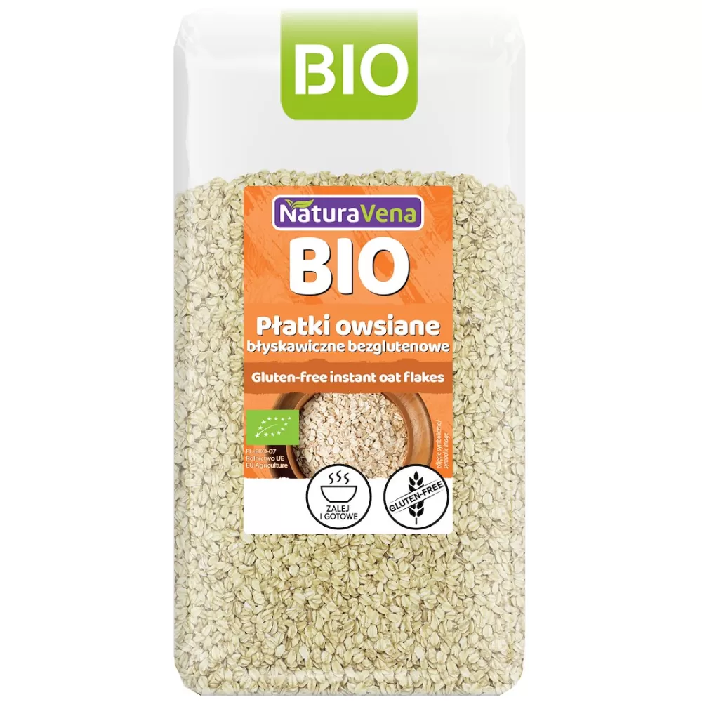 PŁATKI OWSIANE BŁYSKAWICZNE BEZGLUTENOWE BIO 300 g - NATURAVENA