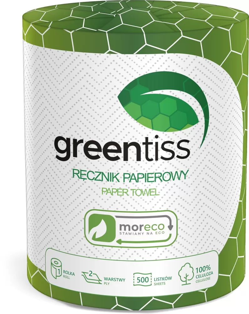 RĘCZNIK PAPIEROWY 2 - WARSTWOWY 1 ROLKA (500 LISTKÓW) - GREENTISS