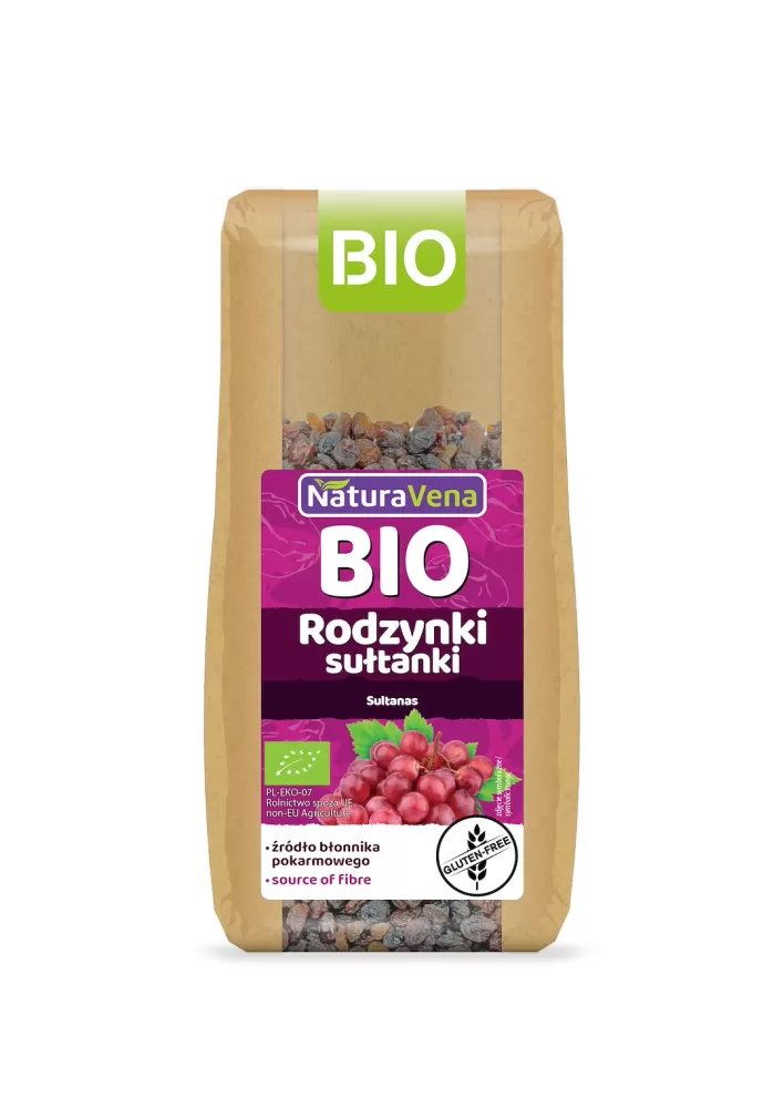 RODZYNKI SUŁTANKI BEZGLUTENOWE BIO 200 g - NATURAVENA