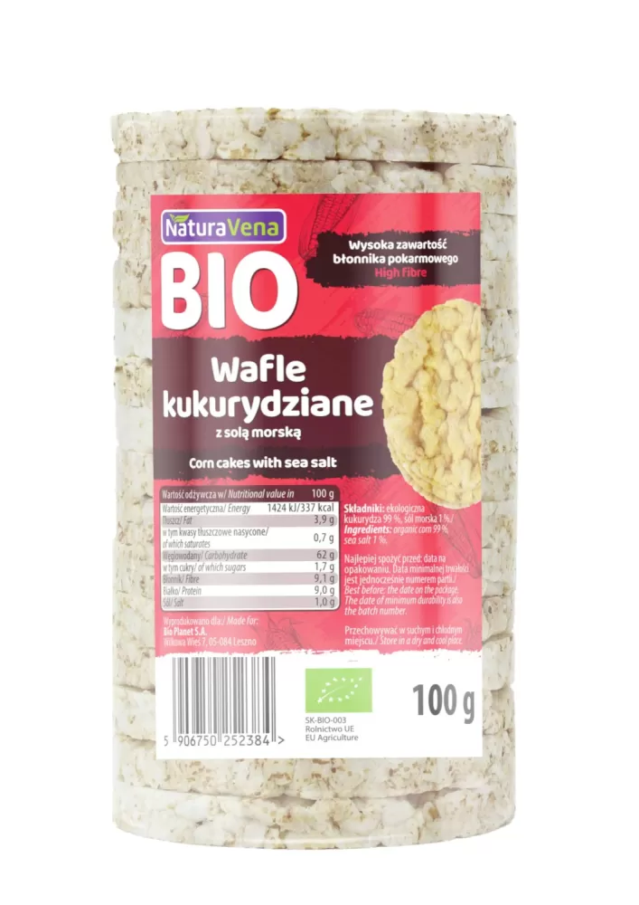 WAFLE KUKURYDZIANE Z SOLĄ MORSKĄ BIO 100 g - NATURAVENA