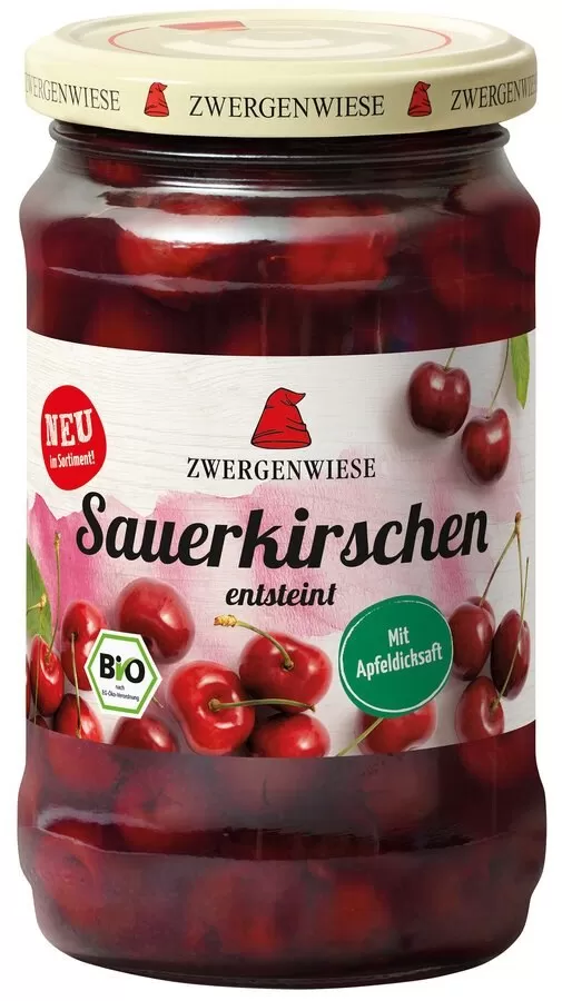 WIŚNIE W LEKKIM SYROPIE BEZGLUTENOWE BIO 360 g (195 g) (SŁOIK) - ZWERGENWIESE