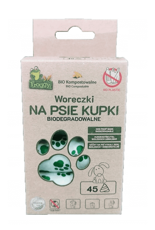 WORKI NA PSIE ODCHODY (KOMPOSTOWALNE I BIODEGRADOWALNE) 3 ROLKI 45 szt - FROGGY