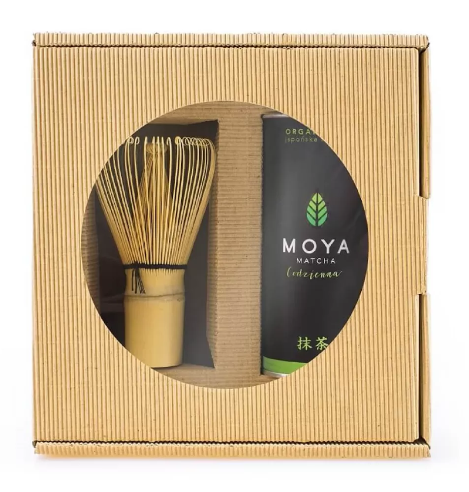 ZESTAW HERBATA ZIELONA MATCHA CODZIENNA JAPOŃSKA BIO 30 g &amp; MIOTEŁKA BAMBUSOWA CHASEN - MOYA MATCHA