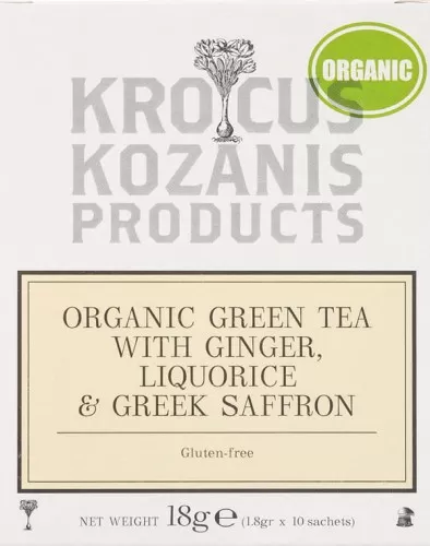 Herbata zielona z imbiremi, lukrecją i szafranem (10 saszetek) BIO