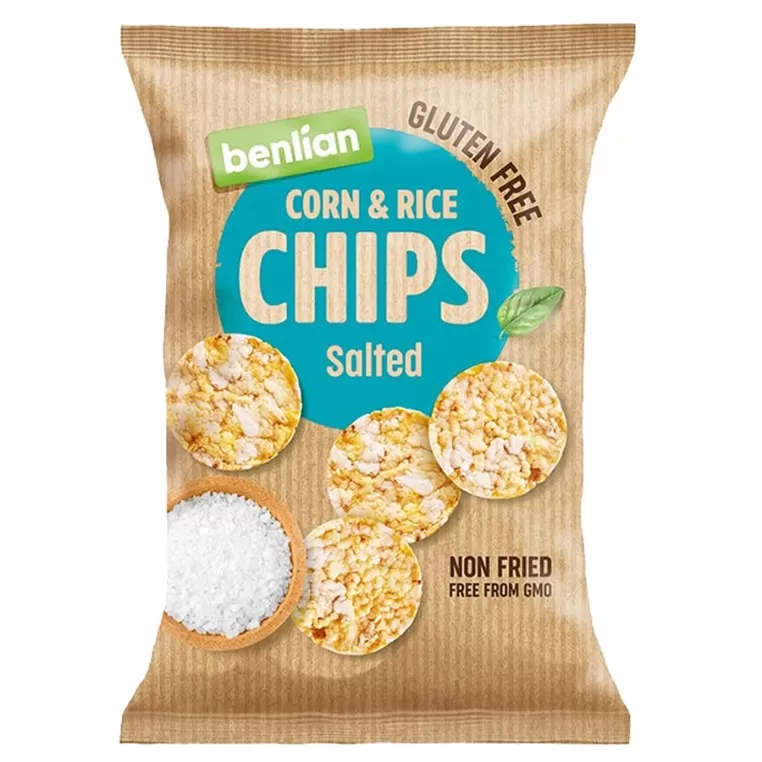 Chipsy kukurydziano-ryżowe - klasyczne z solą morską Benlian, 50g