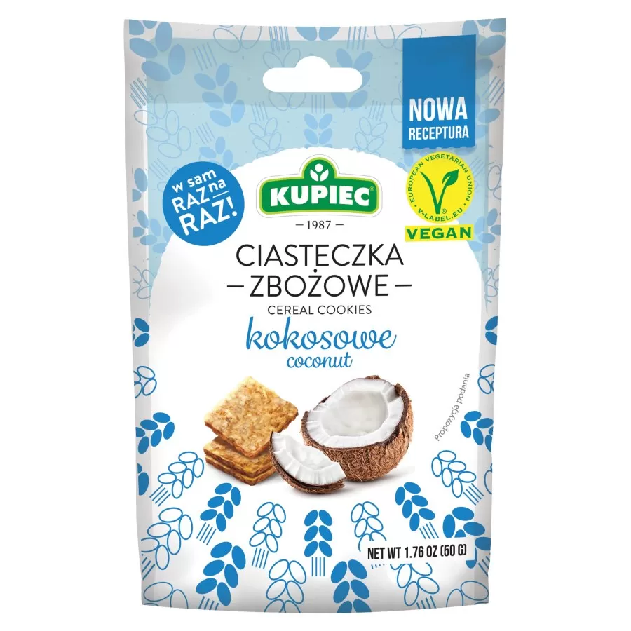 Ciasteczka zbożowe kokosowe Kupiec, 50g