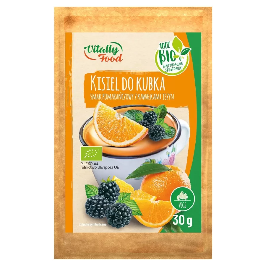 Kisiel do kubka pomarańczowy z owocami Vitally Food BIO, 30g