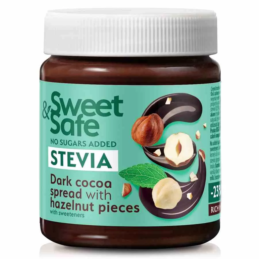 Krem kakaowo-orzechowy, słodzony stewią Sweet&amp;Safe, 220g