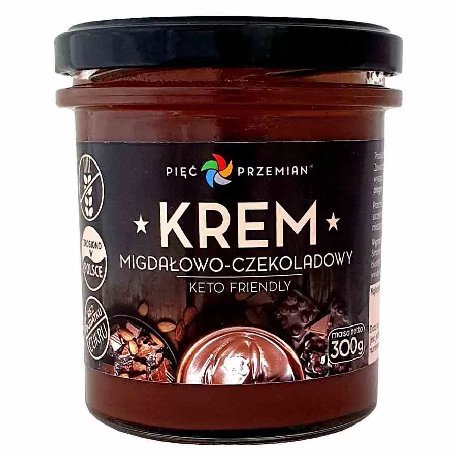 Krem migdałowo-czekoladowy KETO Pięć Przemian, 300g