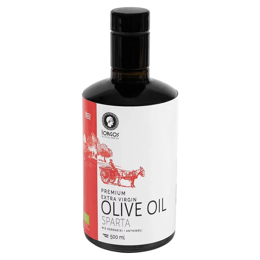Oliwa z oliwek extra virgin PREMIUM ze Sparty butelka oliena BIO, 500ml