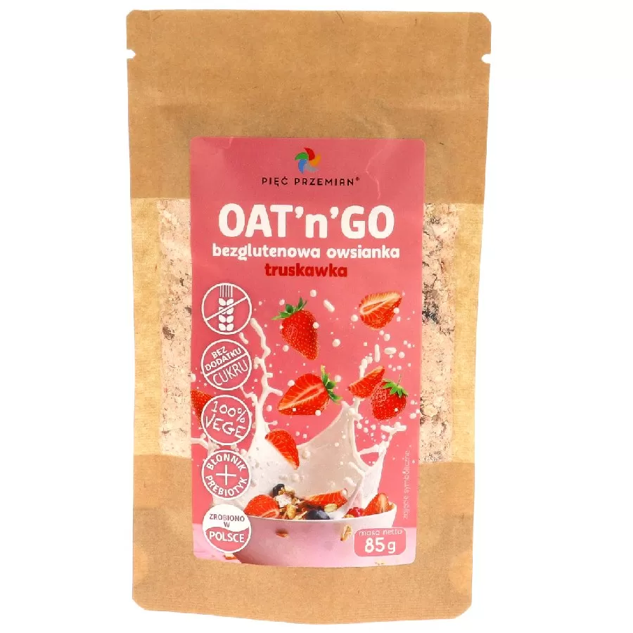 Owsianka truskawkowa bezglutenowa OAT&#39;n&#39;GO Pięć Przemian, 85 g