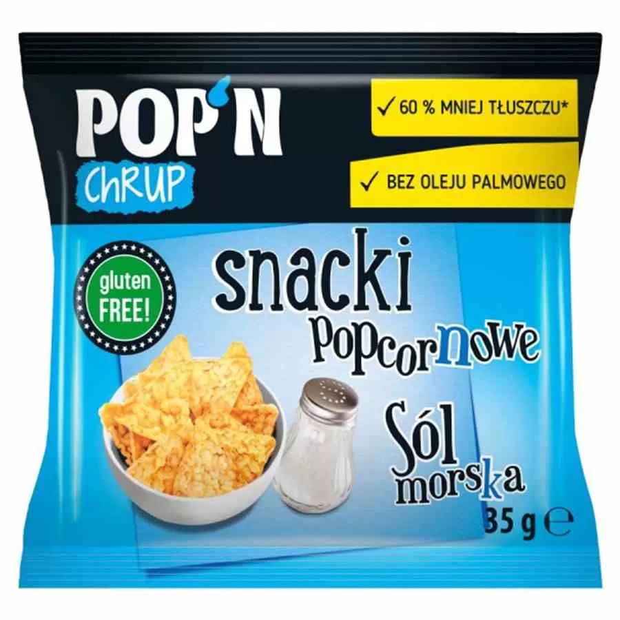 POP&#39;N Chrup snacki popcornowe z solą morską Sante 35g