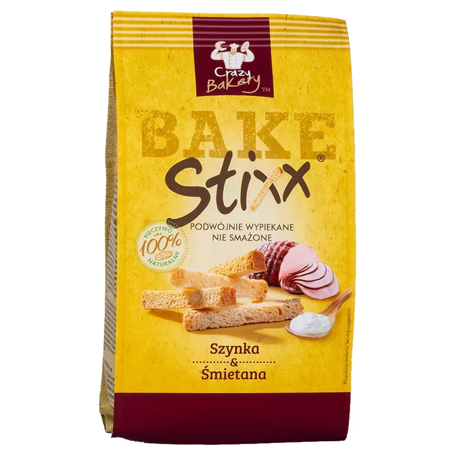 Paluszki chlebowe Szynka i Śmietana BAKE Stixx, 60g