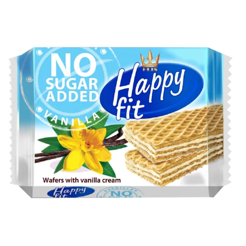Wafelki waniliowe bez dodatku cukru Happy Fit, 95g