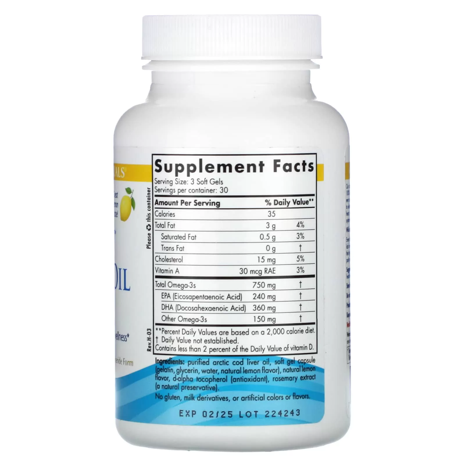 Nordic: Arctic Cod Liver Oil 750mg Lemon 90 Kaps