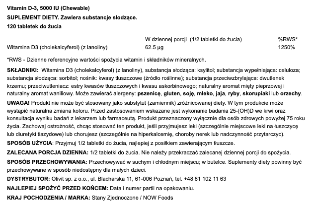 Vitamina D-3 5000 IU 120szt
