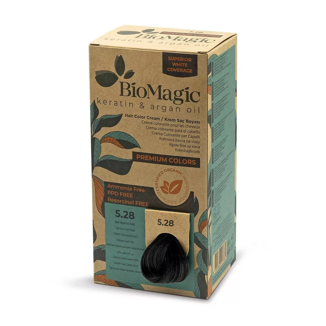 Farba DO WŁosÓw Popielato PerŁowy Jasny BrĄz (5.28) 170 ml - Biomagic