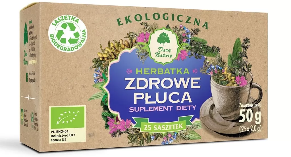 Herbatka Zdrowe PŁuca BIO (25 x 2 g) 50 g - Dary Natury