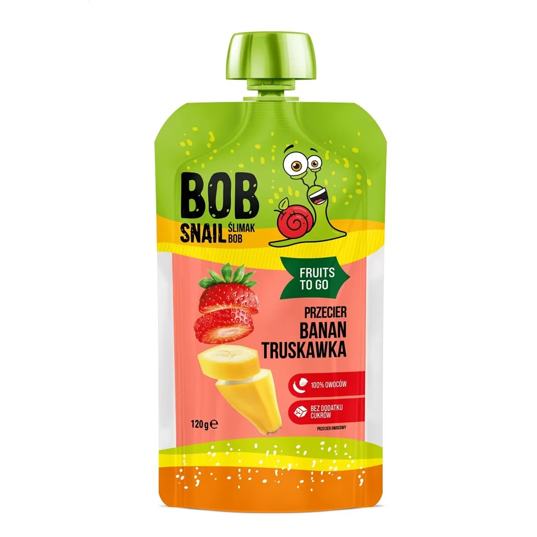 MUS Fruits TO GO Banan - Truskawka BEZ Dodatku CukrÓw 120 g - BOB Snail